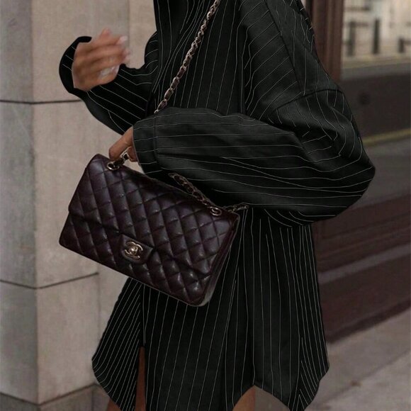 Black Casual Women's Long Sleeve Shirt - Picture 3 of 6